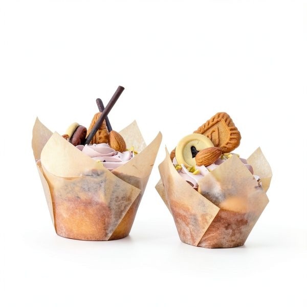 QLSmypkg Tulip Baking Cups Natural Paper Reusable Muffin-3