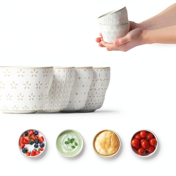 MALACASA Ceramic 8oz Serving Bowls-4