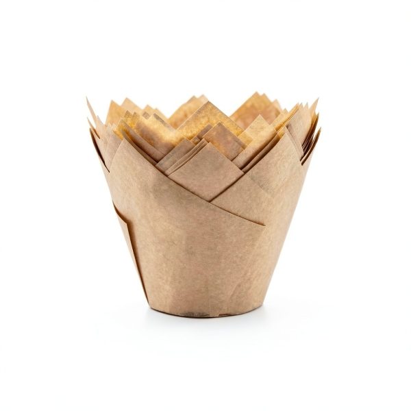 QLSmypkg Tulip Baking Cups Natural Paper Reusable Muffin-5