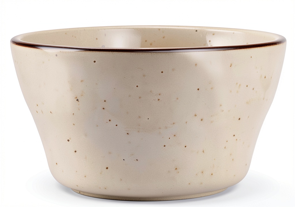 Installing Tuxton 8 oz ceramic bouillon cup on a wooden kitchen countertop