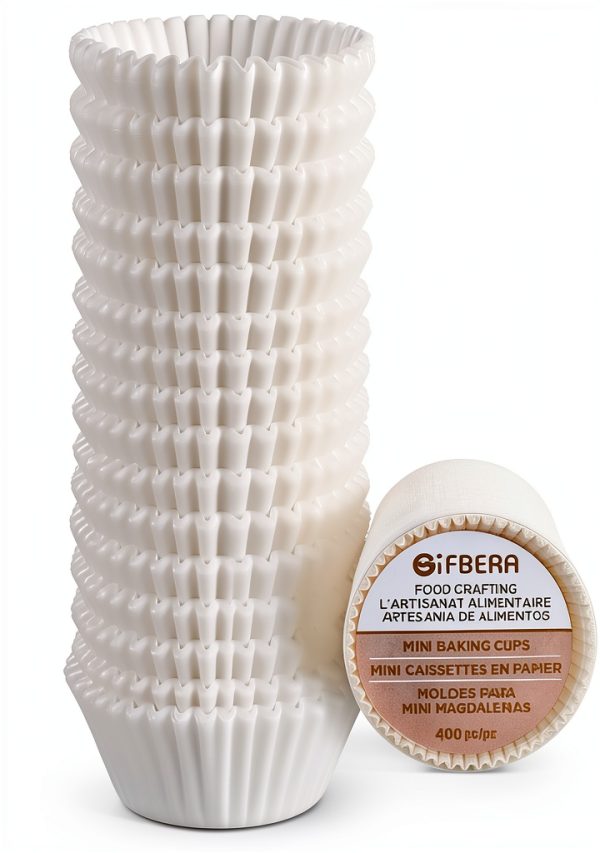 Gifbera Mini Baking Cups White Paper Greaseproof Disposable-0