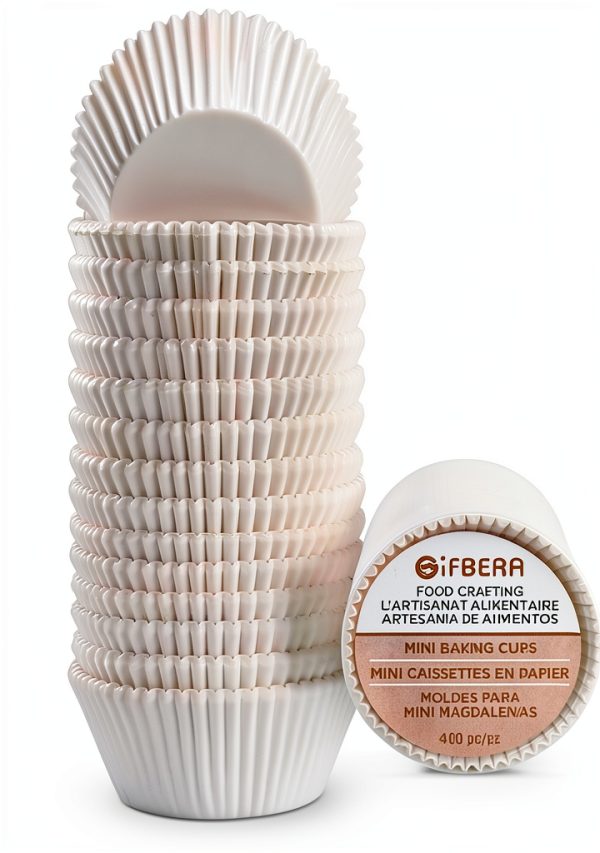Gifbera Mini Baking Cups White Paper Greaseproof Disposable-5