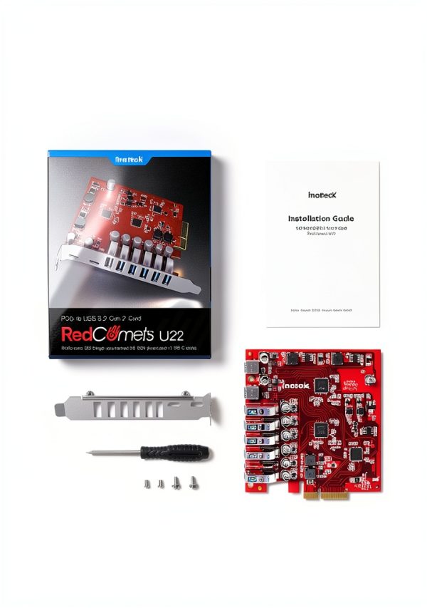 Inateck USB Expansion Card Red PCIe 6+2 Ports-7