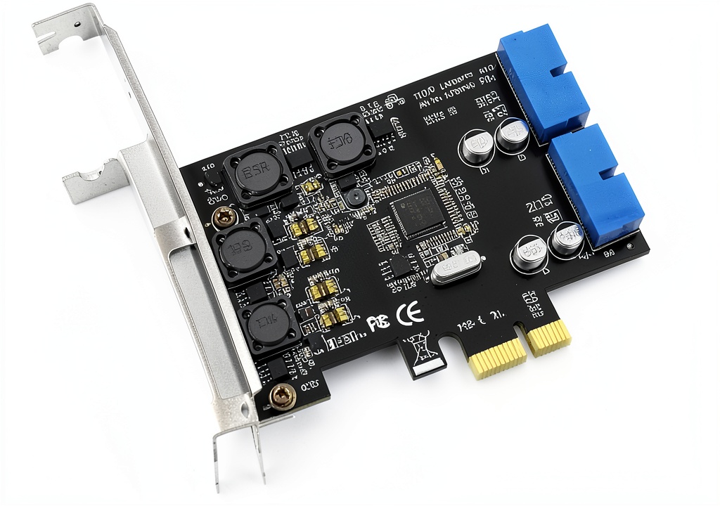 Installing Mustpoint USB 3.0 PCIe Card SuperSpeed Expansion on a wooden desk