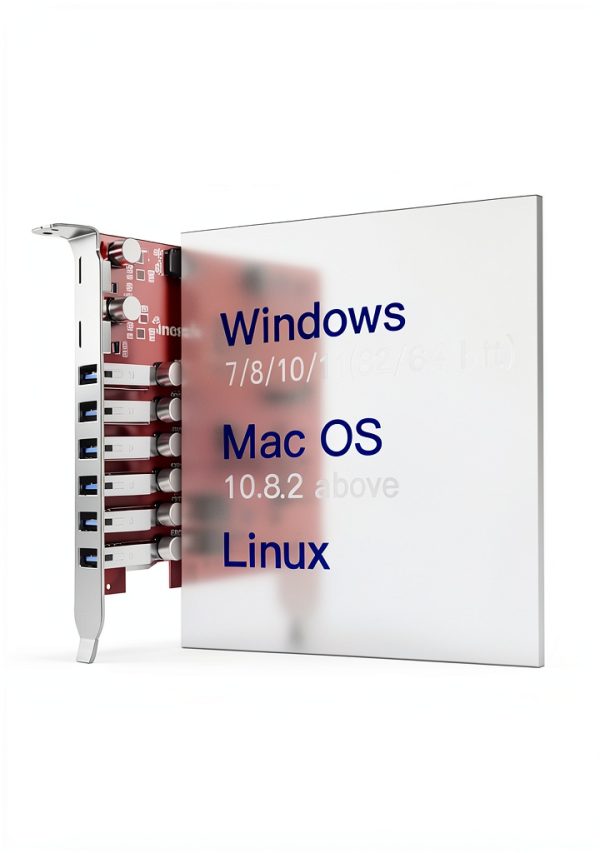 Inateck USB Expansion Card Red PCIe 6+2 Ports-3