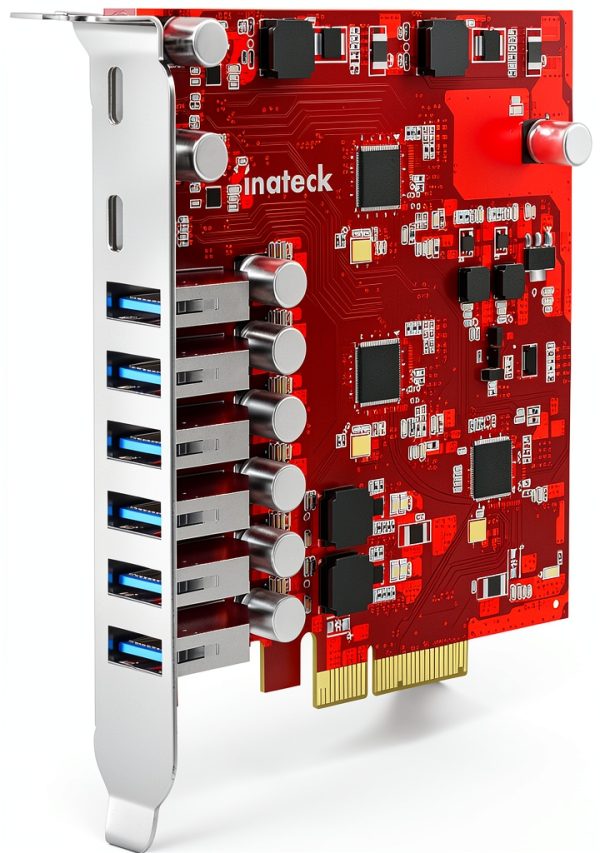 Inateck USB Expansion Card Red PCIe 6+2 Ports-0