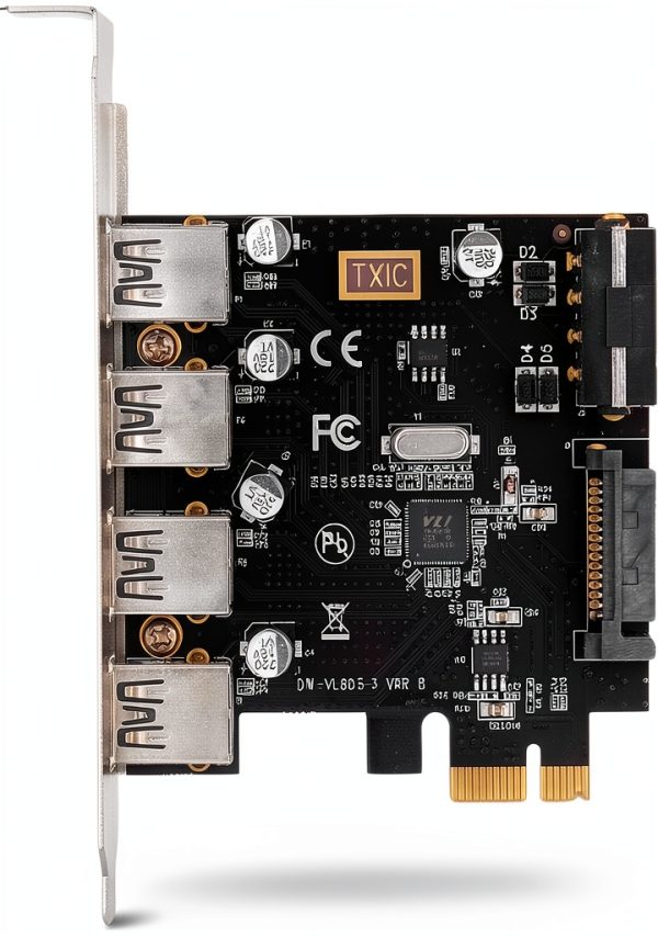 CY PCI‑E to USB 3.0 4‑Port Expansion Card 5Gbps High‑Speed Adapter-0