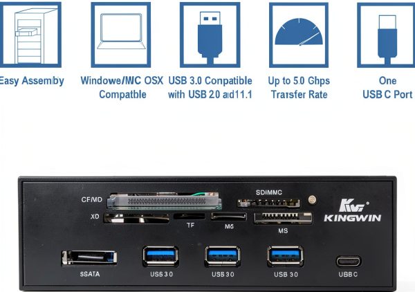 Kingwin USB Hub Internal 3/7 Port Model KW525 Black High Speed-5