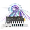 USB 3.0 Expansion Card GLOTRENDS 8‑Port PCIe x1 Dual Type‑C& Six-4