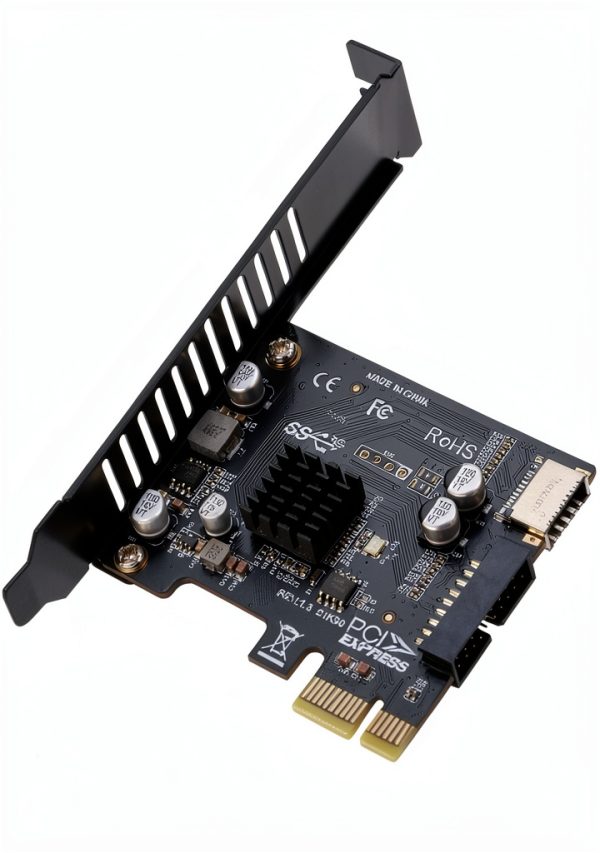 RIITOP USB PCIe to 20Pin+ Type-E Expansion Card with Dual USB-A Ports-0