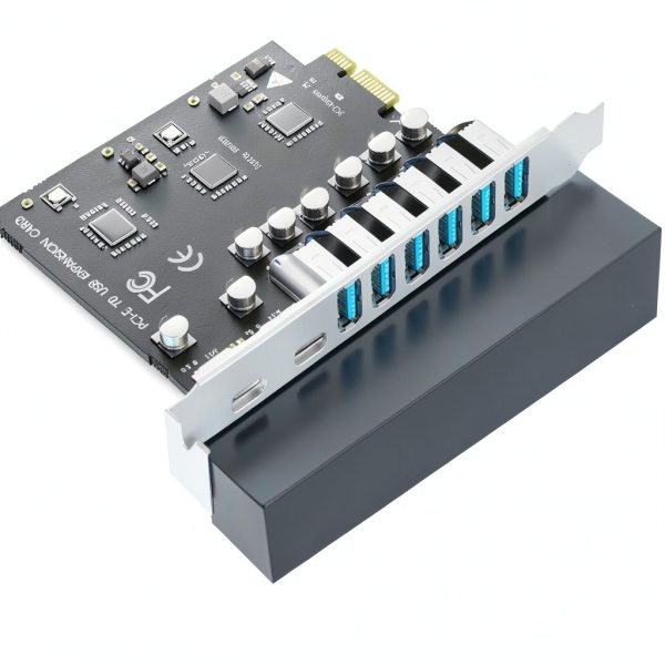 USB 3.0 Expansion Card GLOTRENDS 8‑Port PCIe x1 Dual Type‑C& Six-1