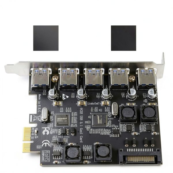 USB 3.0 PCIe Expansion Card LinksTek PCIE-U305A Matte Black 5-Port-1