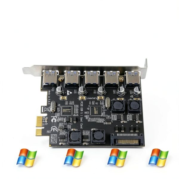 USB 3.0 PCIe Expansion Card LinksTek PCIE-U305A Matte Black 5-Port-5
