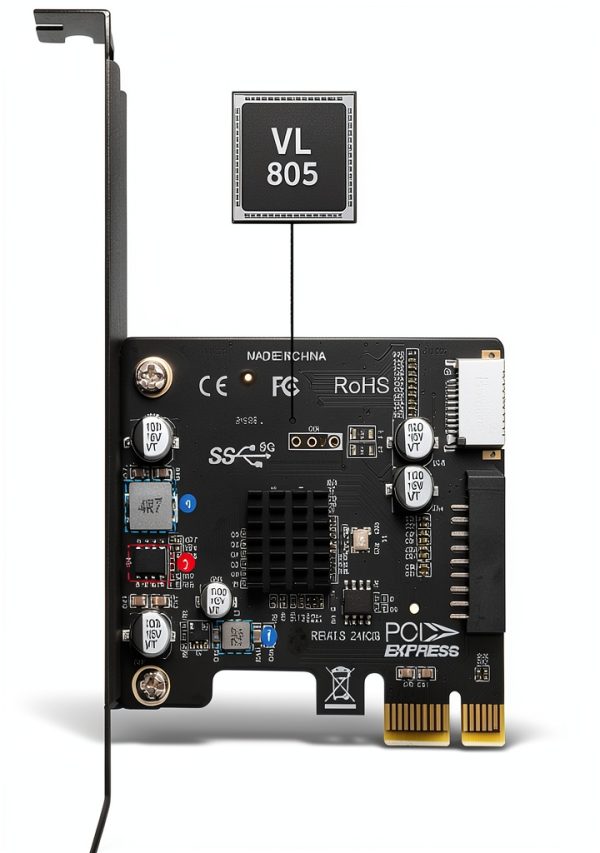 RIITOP USB PCIe to 20Pin+ Type-E Expansion Card with Dual USB-A Ports-4
