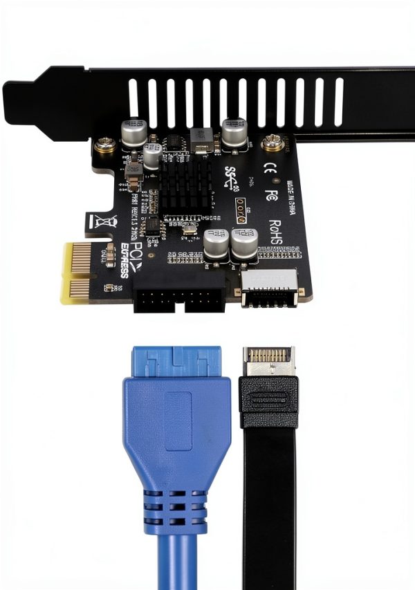 RIITOP USB PCIe to 20Pin+ Type-E Expansion Card with Dual USB-A Ports-3