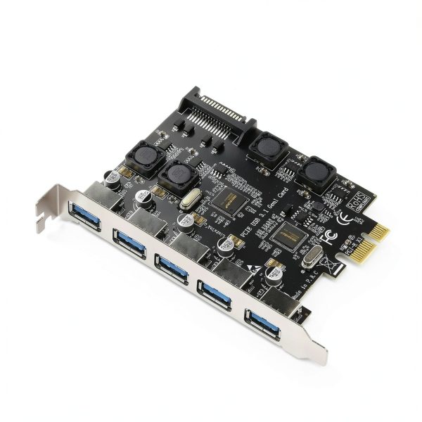 USB 3.0 PCIe Expansion Card LinksTek PCIE-U305A Matte Black 5-Port-4
