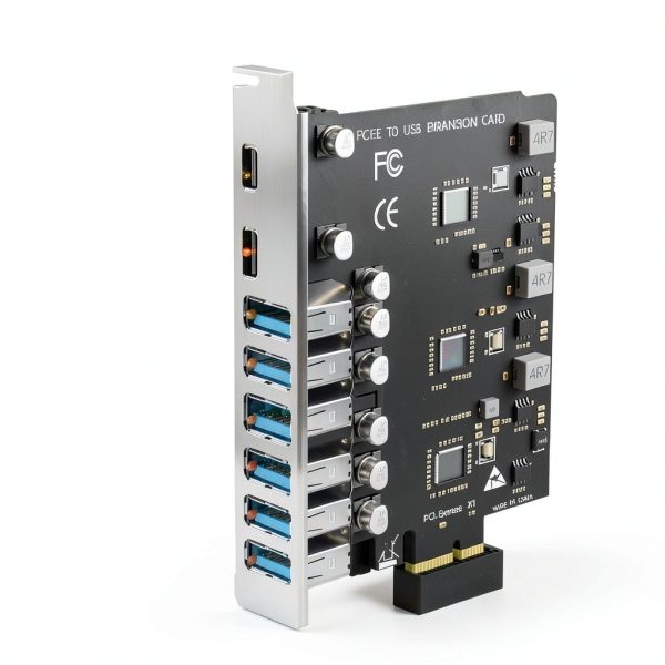 USB 3.0 Expansion Card GLOTRENDS 8‑Port PCIe x1 Dual Type‑C& Six-5