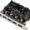USB 3.0 PCIe Expansion Card LinksTek PCIE-U305A Matte Black 5-Port-0