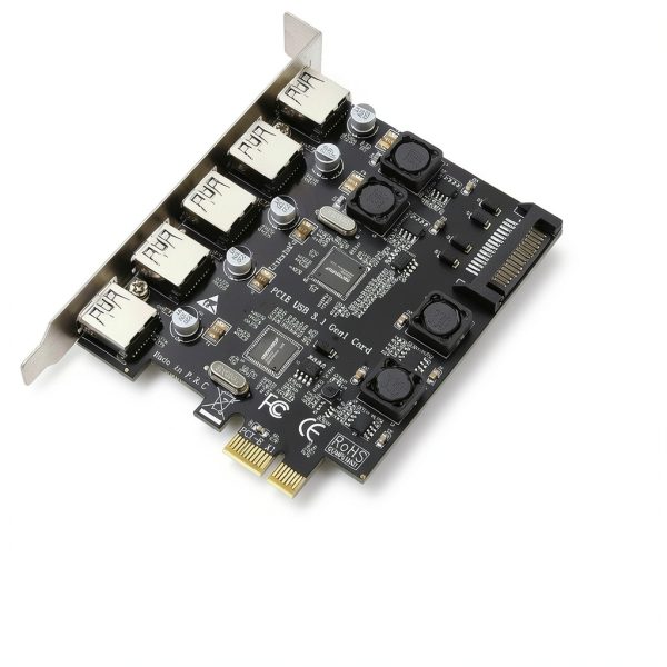 USB 3.0 PCIe Expansion Card LinksTek PCIE-U305A Matte Black 5-Port-6