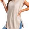 MakeMeChic Women's Maternity Turtleneck Sweater Vest Loose Fit Split-4