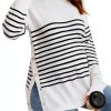Women's Striped Button Crew Neck Maternity Sweater - Soft Stretch Fit-1