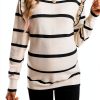 Women's Maternity Sweater Striped Ruffle Long Sleeve Dusty Blue-2