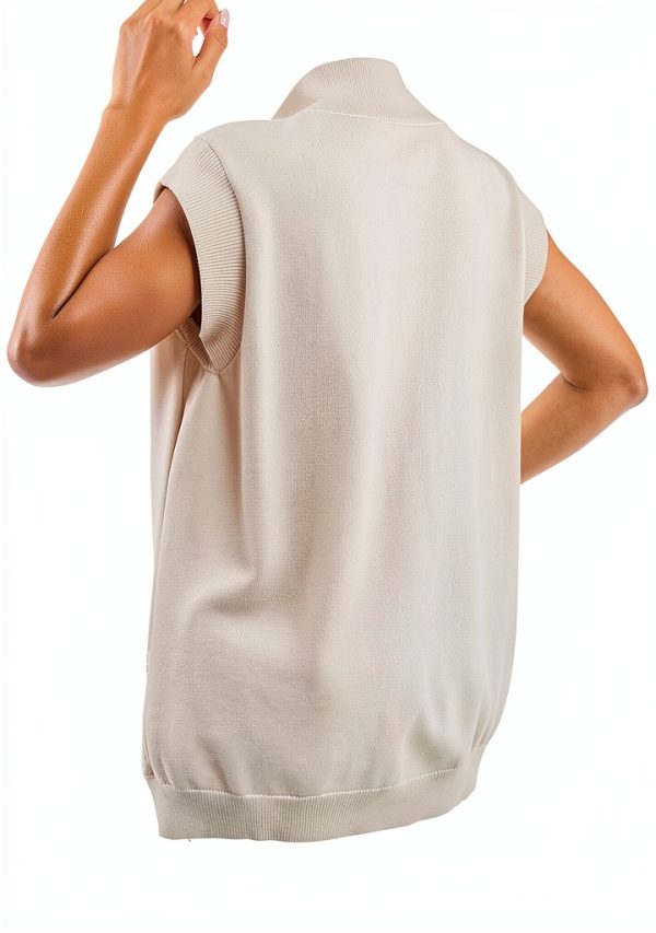 MakeMeChic Women's Maternity Turtleneck Sweater Vest Loose Fit Split-1