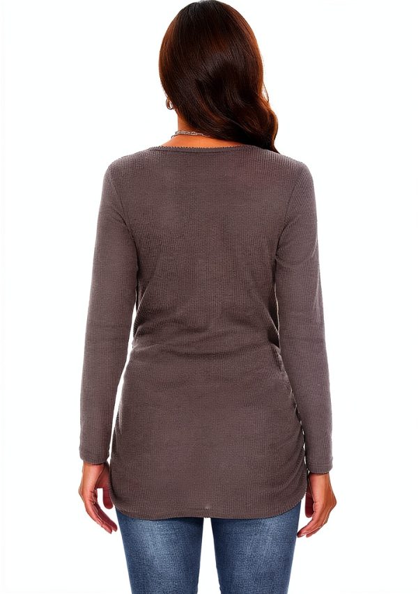 Smallshow Women's Maternity Sweater Shirt Long Sleeve Ribbed Knit Top-3