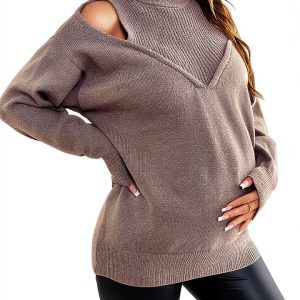 MakeMeChic Women's Maternity Turtleneck Sweater Mock Neck-0