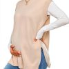 MakeMeChic Women's Maternity Turtleneck Sweater Vest Loose Fit Split-2