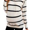 Women's Maternity Sweater Striped Ruffle Long Sleeve Dusty Blue-4