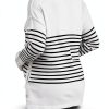 Women's Striped Button Crew Neck Maternity Sweater - Soft Stretch Fit-3