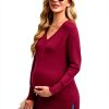 OUGES Women's Sweaters Split Side V Neck Maternity Knit Pullover-2