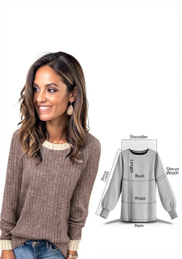 Long Sleeve Shirts Women Lightweight Color Block Sweater Fall 2025-1