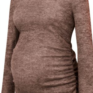 Smallshow Women's Maternity Sweater Shirt Long Sleeve Ribbed Knit Top-0