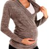 Women's Maternity Long Sleeve Shirt by MOMOOD Sweater Burgundy Medium-4
