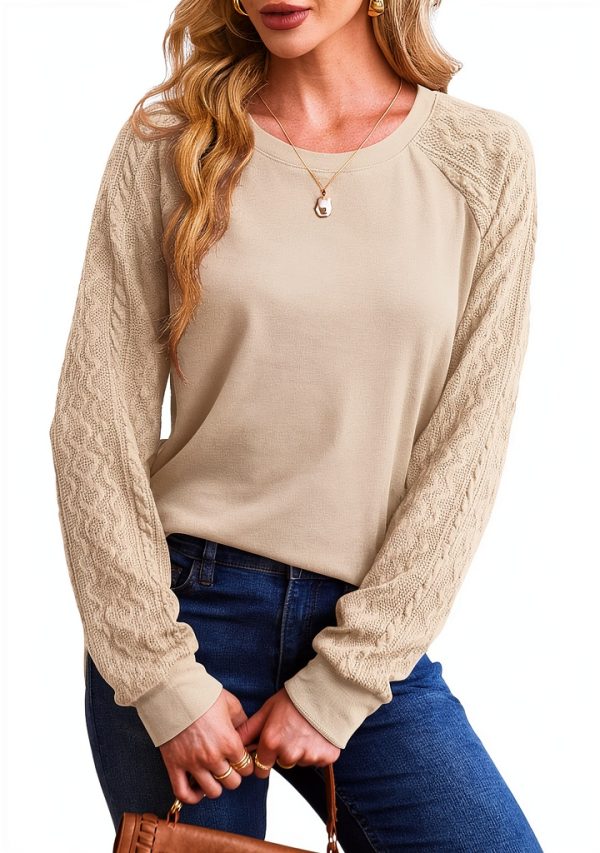 Sweaters for Women Crewneck Cable Knit Long Sleeve Lightweight Fashion-3