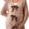 MakeMeChic Women's Maternity Cheetah Print V Neck Cardigan Sweater-0