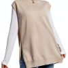 MakeMeChic Women's Maternity Turtleneck Sweater Vest Loose Fit Split-3