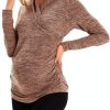 Women's Maternity Long Sleeve Shirt by MOMOOD Sweater Burgundy Medium-1