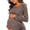 Smallshow Women's Maternity Sweater Shirt Long Sleeve Ribbed Knit Top-4