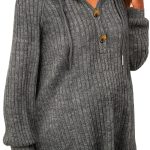 Women's Maternity Half Button Sweatshirts Long Sleeve Ribbed Knit Drawstring Hoodie-0