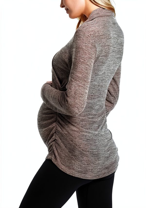 Women's Maternity Long Sleeve Shirt by MOMOOD Sweater Burgundy Medium-3