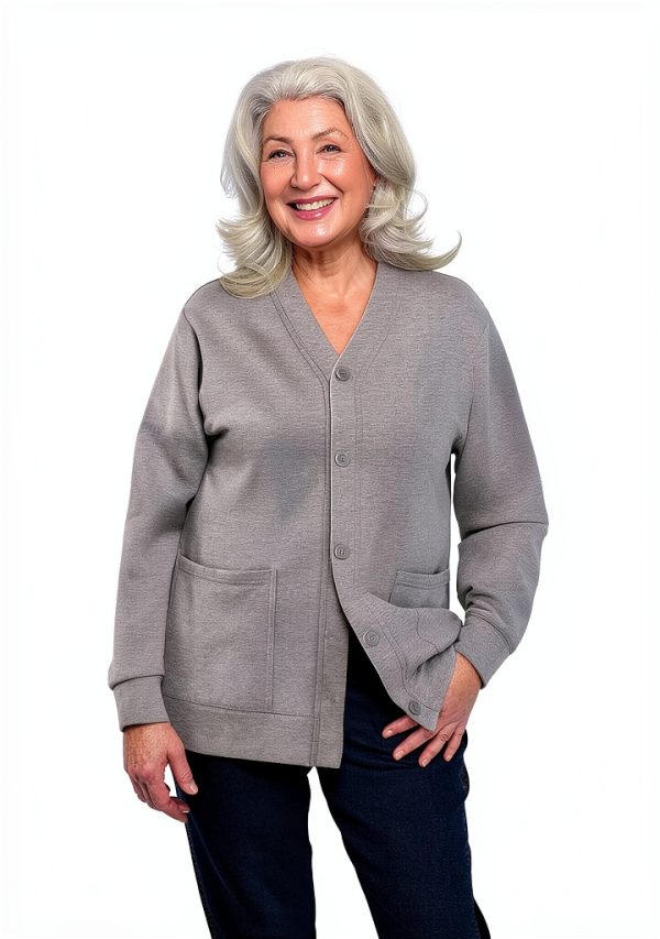 Silvert's Women’s Magnetic Button Adaptive Two Pocket Fleece Cardigan-3