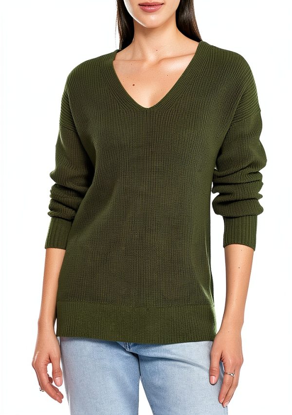 Gap Womens Maternity Cotton V-Neck Sweater True Black Oversized-2