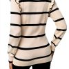Women's Maternity Sweater Striped Ruffle Long Sleeve Dusty Blue-1