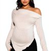 MakeMeChic Women's Maternity Off Shoulder Sweater Apricot-4