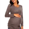 Smallshow Women's Maternity Sweater Shirt Long Sleeve Ribbed Knit Top-2