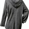 Women's Maternity Half Button Sweatshirts Long Sleeve Ribbed Knit Drawstring Hoodie-1
