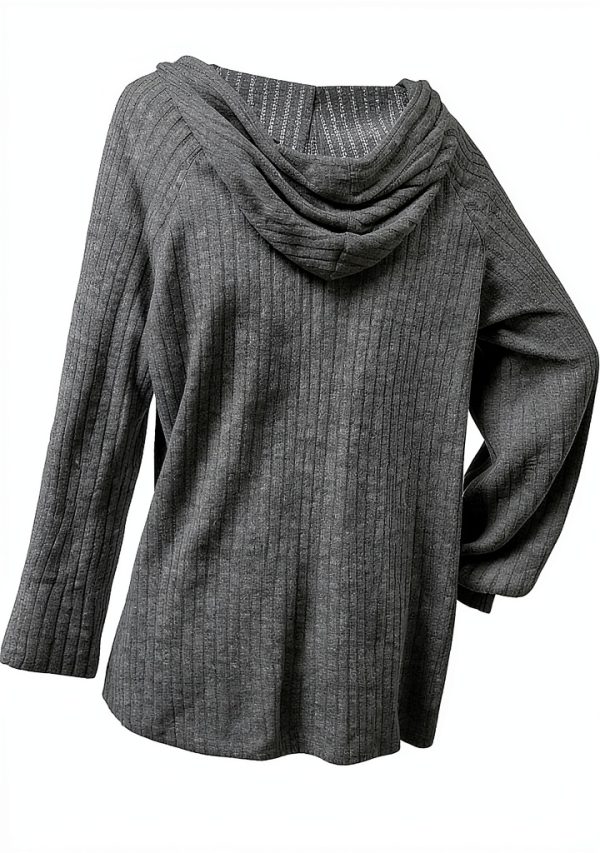 Women's Maternity Half Button Sweatshirts Long Sleeve Ribbed Knit Drawstring Hoodie-1